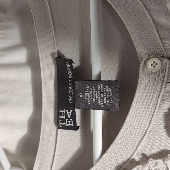 Chelsea & Theodore cardigan with embellishments, lt gray, XL - Picture 2 of 5